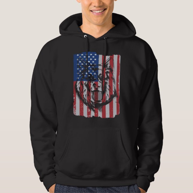Moletom German Shepherd USA Merica Flag Retro (Frente)