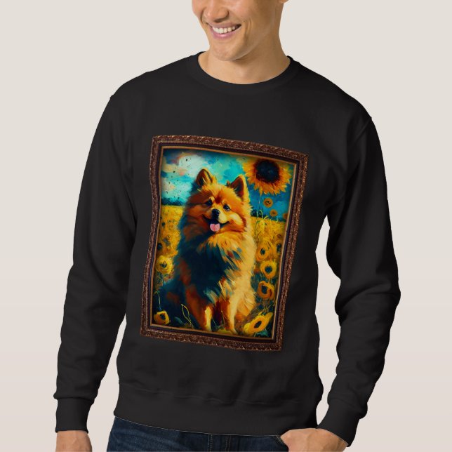 Moletom German Spitz Painting Sunflower Flower Mom Women F (Frente)