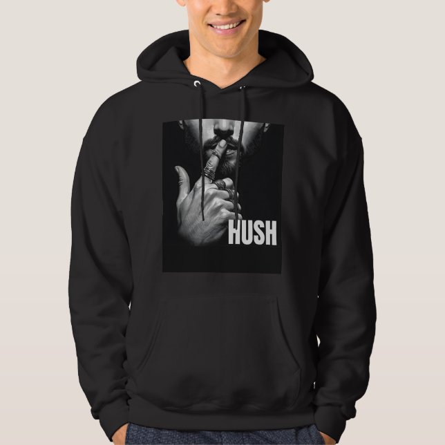 Moletom Gesto de Silêncio do Homem Moderno Gráfico HUSH (Frente)