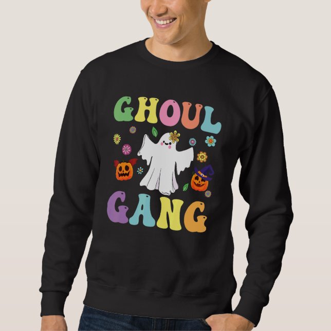 Moletom Ghoul Gang Groovy Hey Boo Pumpkin Boo Crew Hallowe (Frente)