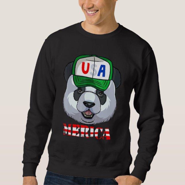 Moletom Giant Panda Bear Merica 4º De Julho Bandeira Ameri (Frente)