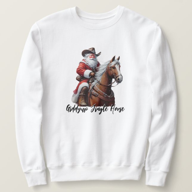 Moletom Giddyup Jingle Cavalo Papai Noel Natal (Frente do Design)