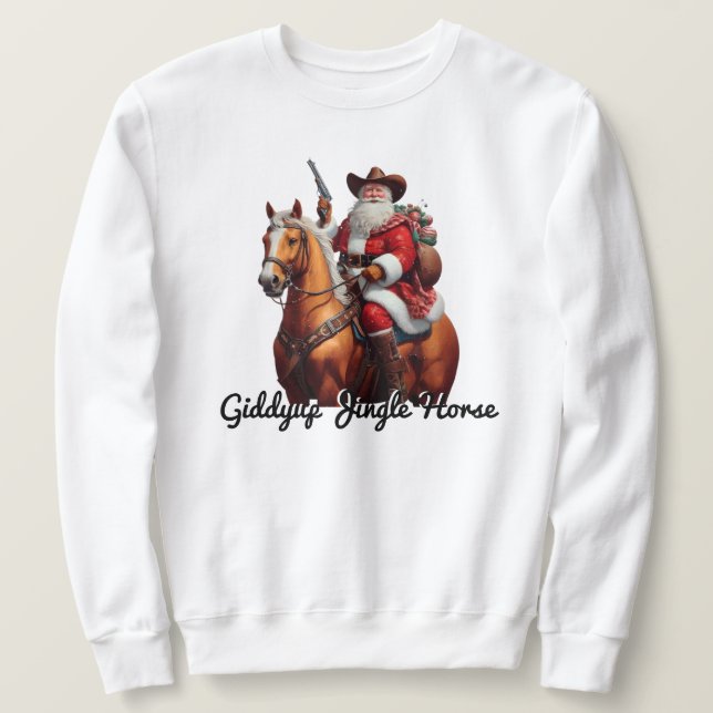 Moletom Giddyup Jingle Horse Papai Noel Natal (Frente do Design)