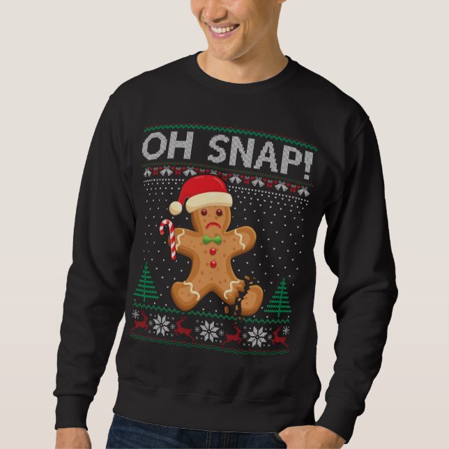 Moletom Gingercake Man Cookie Ugly Sweater Oh Snap Cristo (Frente)