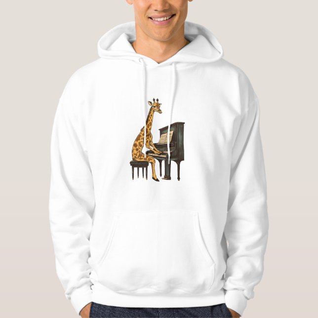 Moletom Girafa Bonita Tocando Piano Girafas Músicas (Frente)