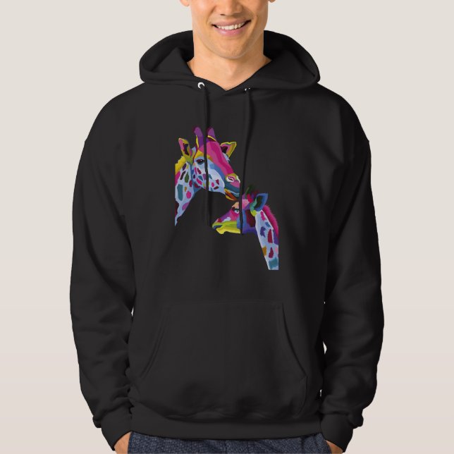 Moletom Girafa Mãe Girafas Arte Para Nova Mãe Beijando Beb (Frente)