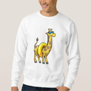 Moletom Girafa na praia com Natação e óculos de sol
