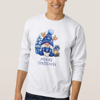 Moletom Gnome Azul Aconchegante de Natal Cacau Quente Masc