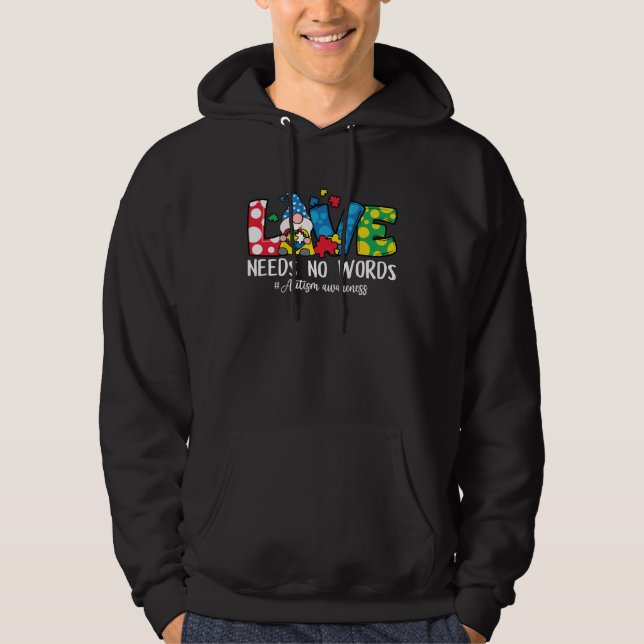Moletom Gnome Love Needs No Words Autism Awareness For Kid (Frente)