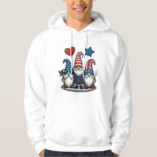 Moletom Gnome Patriótico Desenho Vetorial de Gravura Vinta