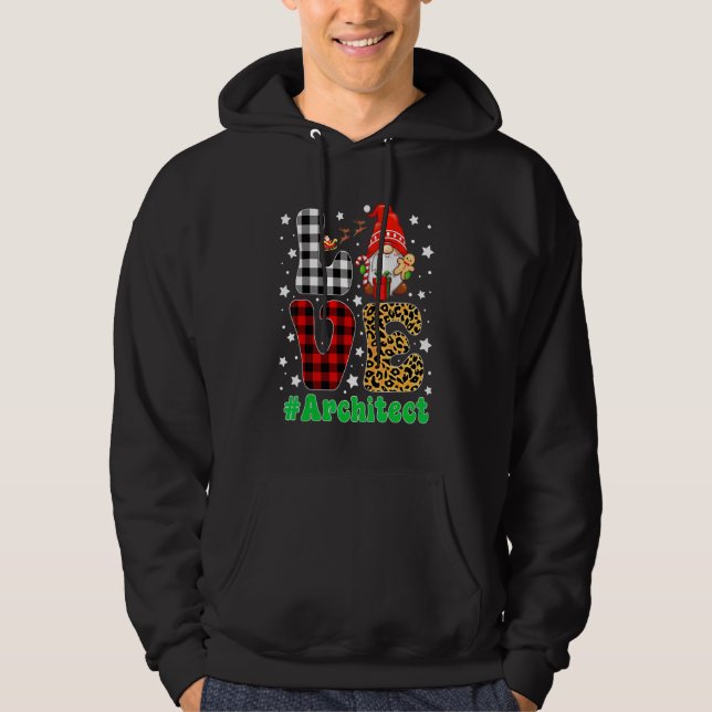 Moletom Gnomo Arquiteto de Natal Engraçado com Xadrez Leop (Frente)