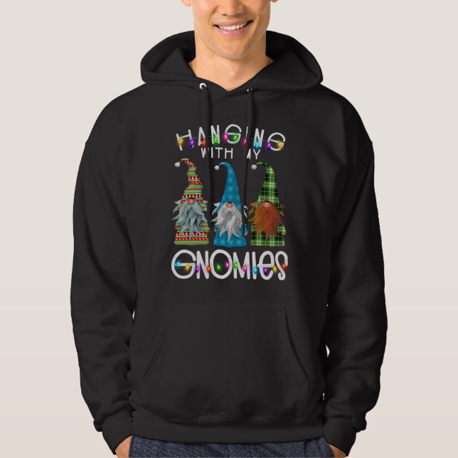 Moletom Gnomo do Jardim, Pijamas de Natal, pendurado com o (Frente)