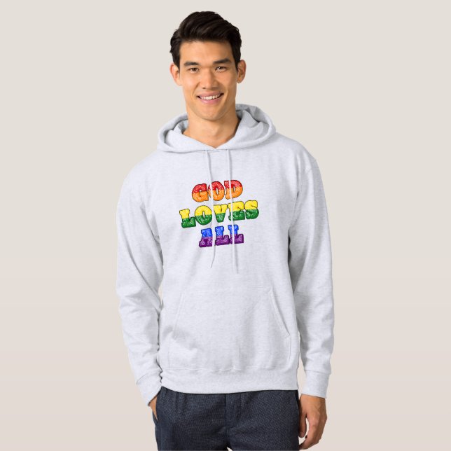 Moletom "God Loves All" Gay/LGBTQIA+/Queer Christian Pride (Frente Completa)