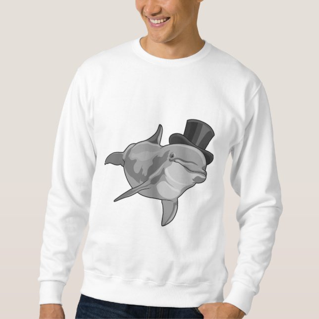 Moletom Golfinho como cavalheiro com chapéu superior (Frente)