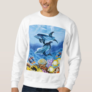 Moletom Golfinhos e arte tropical dos peixes