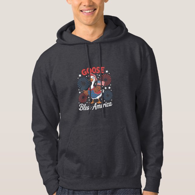 Moletom Goose Bless America Goose Bird Quarto De Julho (Frente)