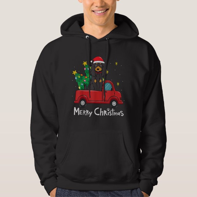 Moletom Gordon Setter Christmas Truck Tree Mãe Pai Xmas Do (Frente)