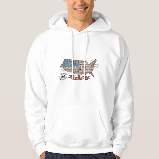 Moletom Gráfico com Bandeira dos EUA Retro | Patri (Frente)