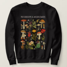 Gráfico de Cogumelos e Flores Silvestres Retrô Vin