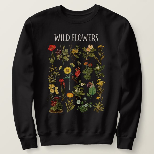 Moletom Gráfico de Flor Selvagem Vintage  (Frente do Design)