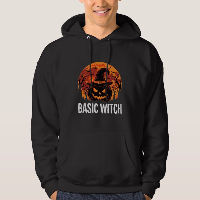 Moletom Gráficos Básicos de Halloween Feiticeira Abóbora L (Frente)
