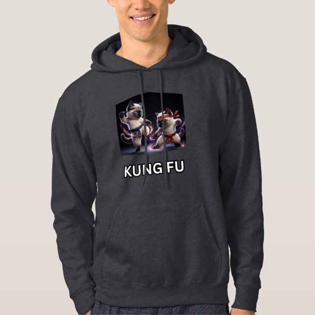 Moletom Gráficos Épicos de Kung Fu com Gatinhos Siameses (Frente)