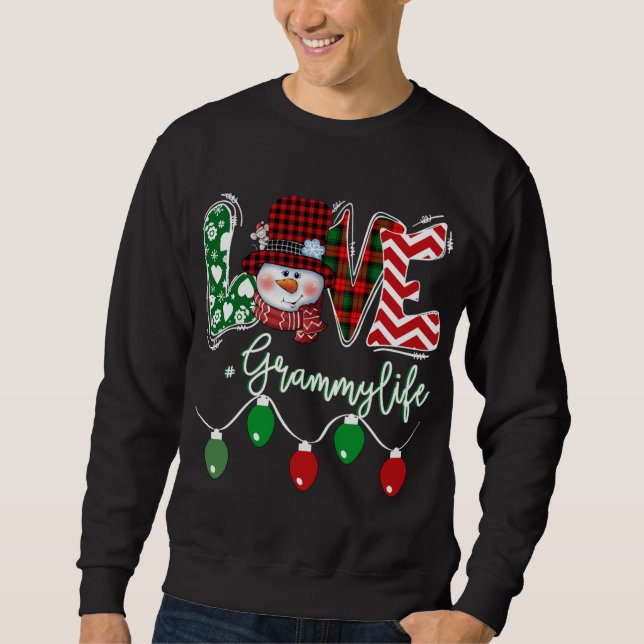 Moletom Grammy Snowman Love Grammy Life Christmas Red Plai (Frente)
