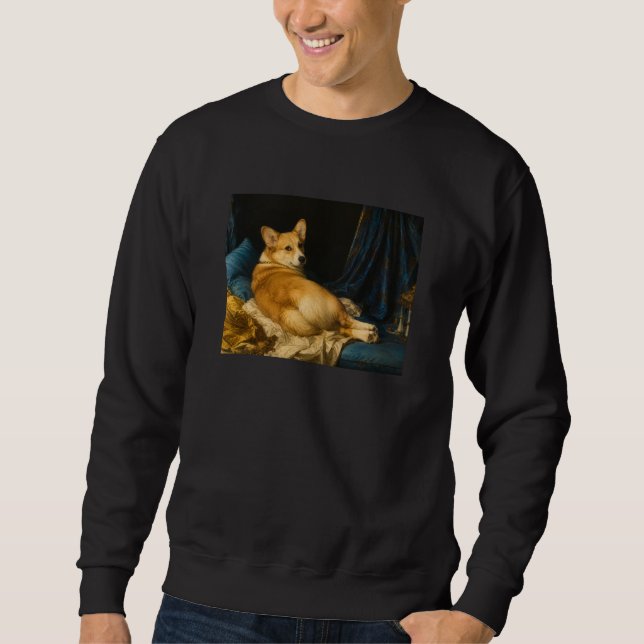 Moletom Grande Odalisca Corgi Paródia Pintura Clássica D (Frente)