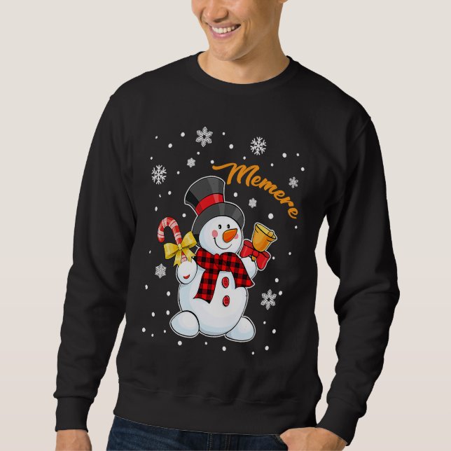 Moletom Grandma Memere Snowman Candy Cane Christmas Red Pl (Frente)