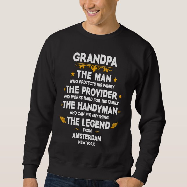 Moletom Grandpa family Quote USA City Amsterdam New York (Frente)
