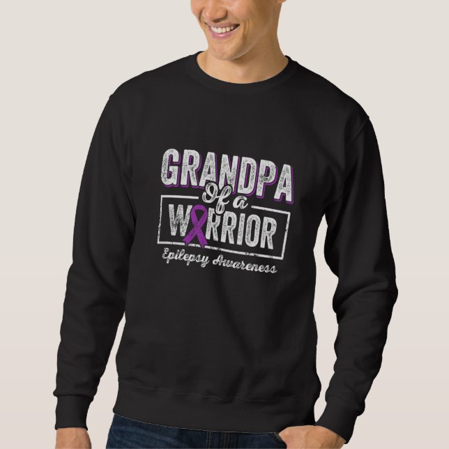 Moletom GrandPa of a Warrior Epilepsy GrandPa Purple Ribbo (Frente)