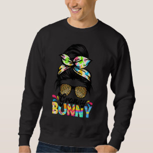 Moletom Granny Bunny Leopard Messy Bun Family Páscoa D