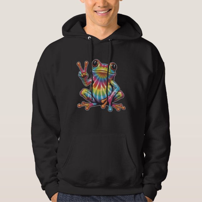 Moletom Gravata-Dye Hippie de Sapo Engraçado Símbolo da Pa (Frente)