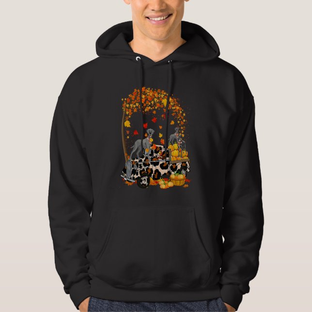Moletom Great Dane Riding Leopard Truck Pumpkin Thanksgivi (Frente)