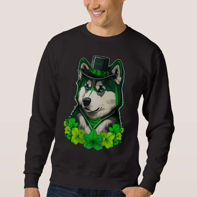 Moletom Green shamrock on St Patricks Day Alaskan Malamute (Frente)