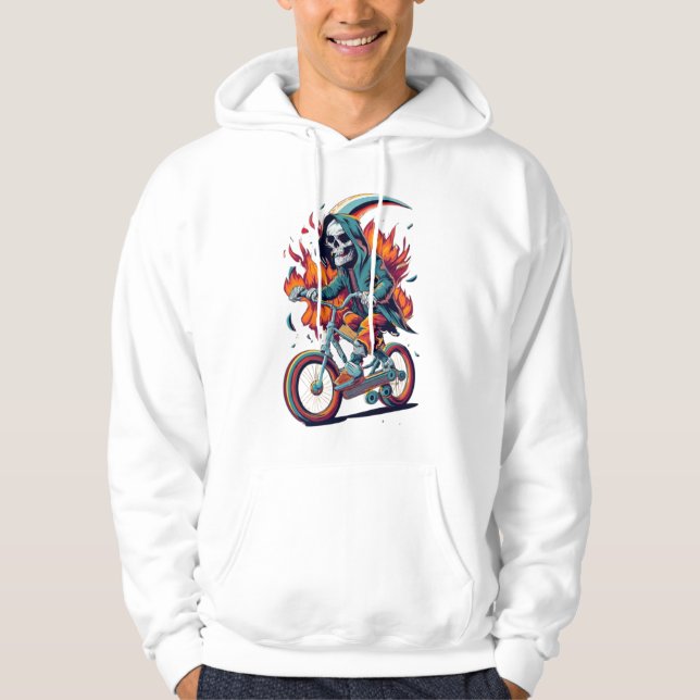 Moletom Grim Reaper Sobre A Bicicleta De Moto (Frente)