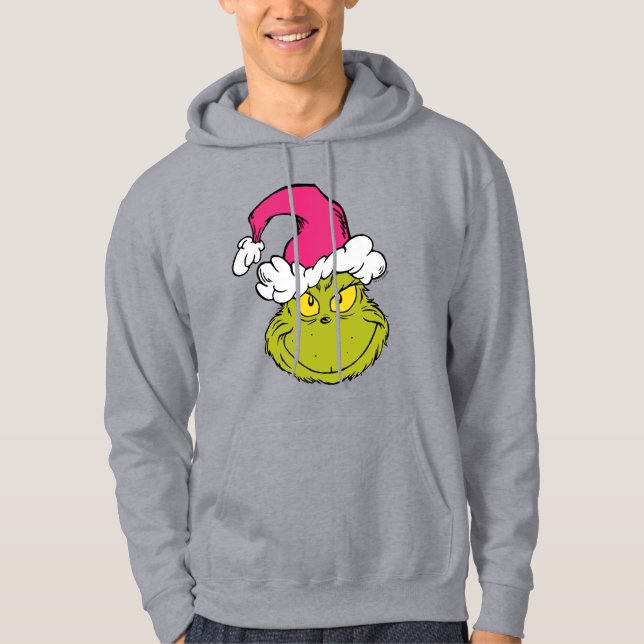 Moletom Grinch com Chapéu de Papai Noel Rosa (Frente)