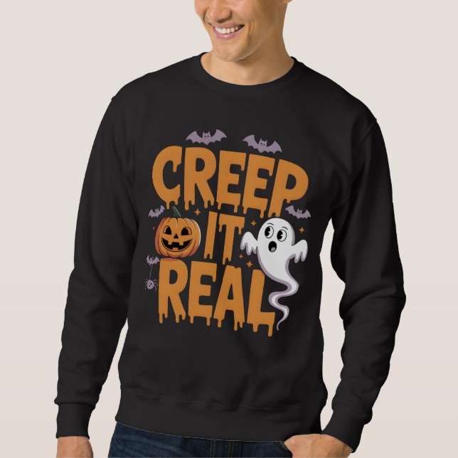 Moletom Grita De Verdade Halloween Pumpkins E Bats (Frente)