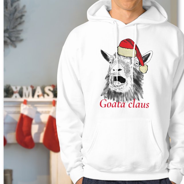 Moletom Gritando o Natal de Goat a Claus (Goata Claus funny screaming goat christmas sweatshirt )