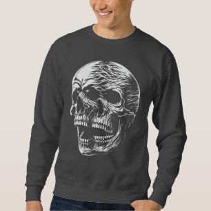 Moletom Grito de Caveira Flamejante - Caveira Gótica Sombr
