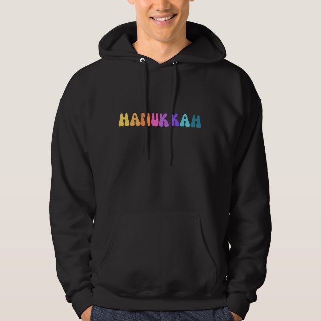 Moletom Groovy Hanukkah Text Men, Colorida Brilhante (Frente)