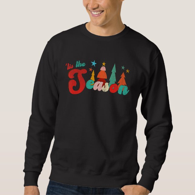 Moletom Groovy Retro Tis The Season  Retro Xmas  Fall Xmas (Frente)