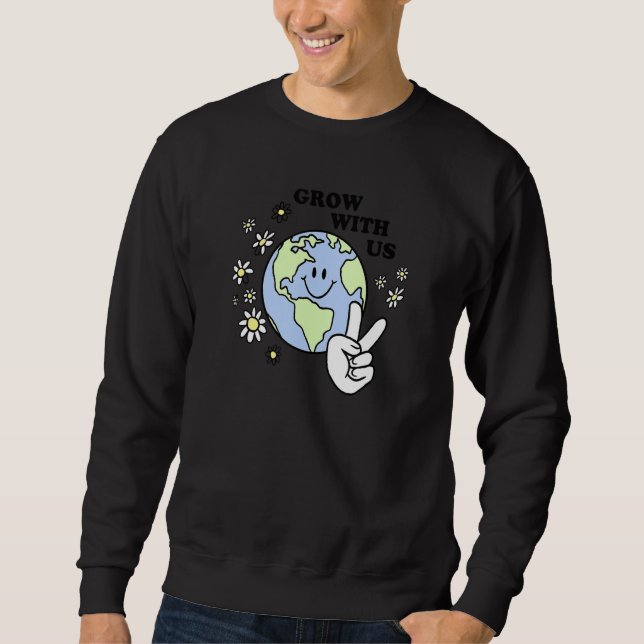 Moletom Grow With Us Happy Earth Peace Sign Flowers (Frente)
