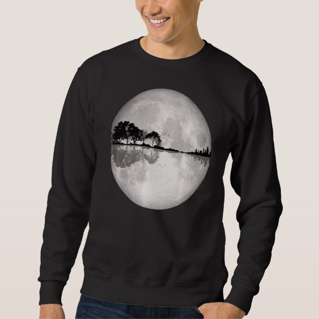 Moletom Guitar Nature Moon Estilo Retro Guitarrista (Frente)