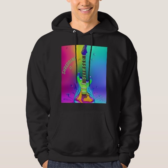 Moletom Guitarra Neon Personalizada, Capuz Boho Psicodélic (Frente)