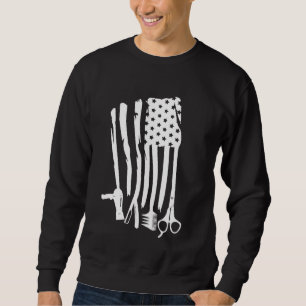 Moletom Hair Stylist Patriotic Hairdresser EUA Flag Hairst