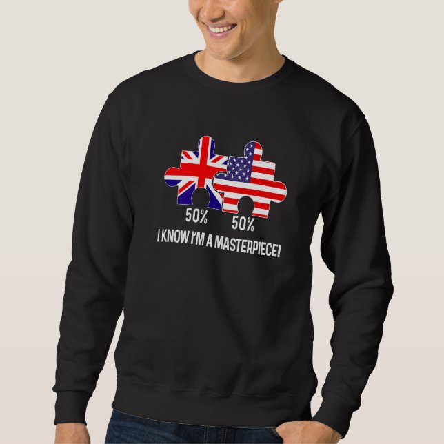 Moletom Half American Half British Flag Map Combined USA U (Frente)