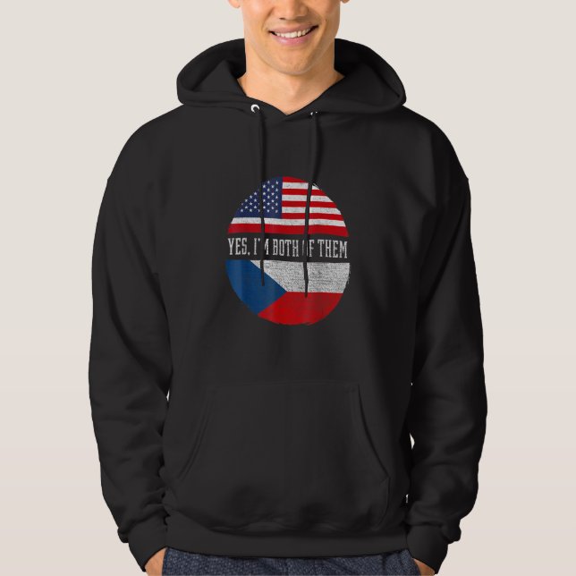 Moletom Half American Half Czech USA Flag Czech Republic H (Frente)