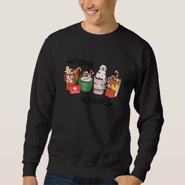 Moletom Half Coffee Half Nurse Ginger Man Snowman Christma (Frente)