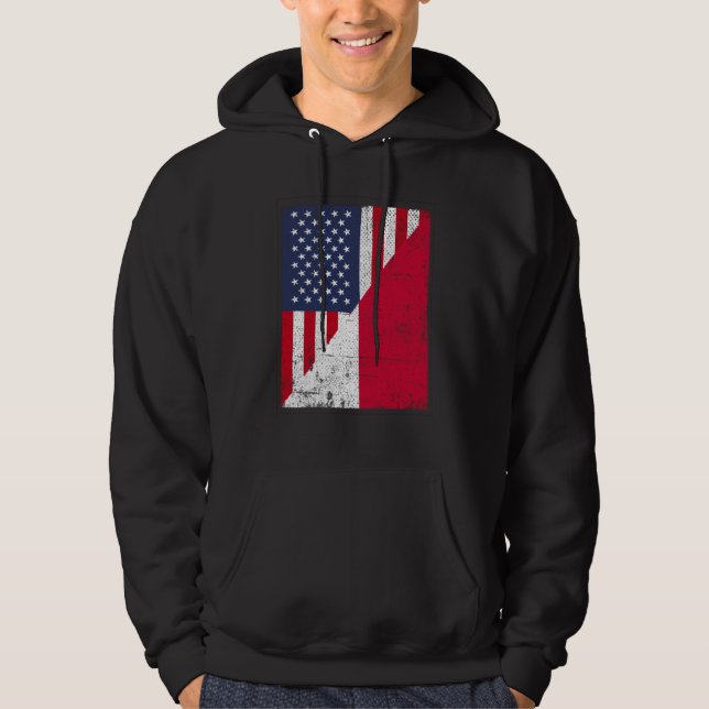 Moletom Half USA Flag Half Poland Flag American Polish (Frente)